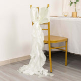 5 Pack Ivory Curly Willow Chiffon Satin Chair Sashes