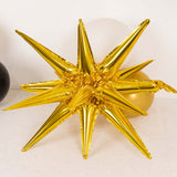 5 Pack Large Metallic Gold 14-Point Starburst Foil Balloons, Fireworks Star