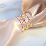 5 Pack | Metallic Gold Napkin Rings For Birthday Party and Weddings Decor with Geometric Design