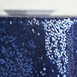 132inch Navy Blue Premium Sequin Round Tablecloth, Sparkly Tablecloth