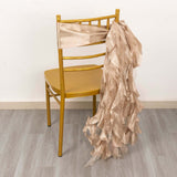 5 Pack Nude Green Curly Willow Chiffon Satin Chair Sashes