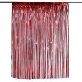 8ft Red Metallic Tinsel Foil Fringe Doorway Curtain Party Backdrop
