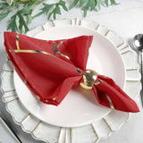 5 Pack | Modern Red & Geometric Gold Cloth Dinner Napkins | 20x20Inch