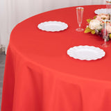 120inch Red 200 GSM Seamless Premium Polyester Round Tablecloth