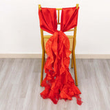 5 Pack Red Green Curly Willow Chiffon Satin Chair Sashes