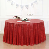 132inch Red Premium Sequin Round Tablecloth, Sparkly Tablecloth