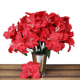 10 Bushes | Red Artificial Silk Easter Lily Flowers, Faux Bouquets