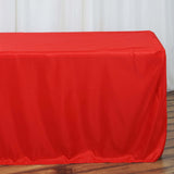 8FT Red Fitted Polyester Rectangular Table Cover