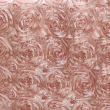 14 x108inches Dusty Rose Grandiose 3D Rosette Satin Table Runner#whtbkgd