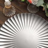 6 Pack | 13inch Silver Scalloped Shell Pattern Plastic Charger Plates