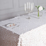 90x132 White Big Payette Sequin Rectangle Tablecloth