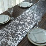 108inch Sparkly Metallic Silver Foil Thin Mesh Polyester Table Runner - 25GSM