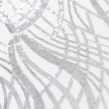 120inch Silver Wave Mesh Round Tablecloth With Embroidered Sequins#whtbkgd