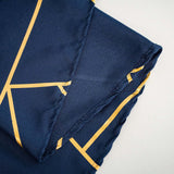 54"x54" Navy Blue Polyester Square Tablecloth With Gold Foil Geometric Pattern