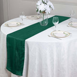 12x108inch Accordion Crinkle Taffeta Table Runner, Elegant Linen Runner - Hunter Emerald Green