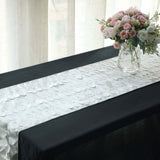 12x108inch Ivory 3D Leaf Petal Taffeta Fabric Table Runner