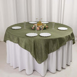 Dusty Sage Green Accordion Crinkle Taffeta Table Overlay, Square Tablecloth Topper