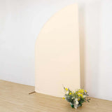 8ft Beige Spandex Fitted Wedding Arch Cover For Half Moon Top Chiara Backdrop Stand