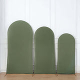 Set of 3 | Matte Olive Green Spandex Fitted Chiara Backdrop Stand Cover For Round Top