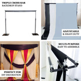 10ft DIY Triple Cross Bars & Mounting Brackets For Backdrop Stands