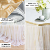 17FT Extra Long Tulle & Satin Table Skirt