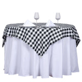 54"x54" White Black Buffalo Plaid Square Table Overlay, Checkered Gingham Polyester Table Overlay