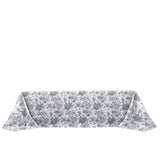Polyester 90x156inch Rectangle Tablecloth White - Seamless Black French Toile Pattern for Grand