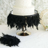 39" Black Real Turkey Feather Fringe Trims With Satin Ribbon Tape