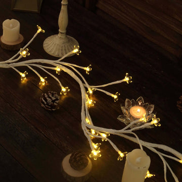 Fairy String Lights Warm White Cherry Blossom Design - Battery-Operated Decorative Party Lights 8.5ft