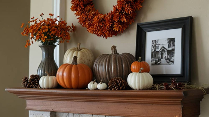 fall living room decor- mantle