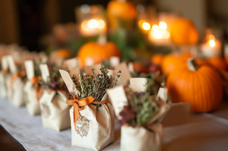 fall wedding decor-favor pouches