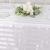 90x132inch White Satin Stripe Seamless Rectangular Tablecloth