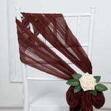 5 Pack | Burgundy Gauze Cheesecloth Boho Chair Sashes - 16inch x 88inch