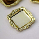 12 Pack | Gold Square Baroque Mini Party Favor Candy Tray Treat Gift Display Serving Plate