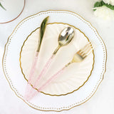 24 Pack | 8inch Metallic Gold With Blush Rose Gold Glitter Silverware Set, Modern Plastic Utensil