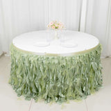 14ft Sage Green Curly Willow Taffeta Table Skirt