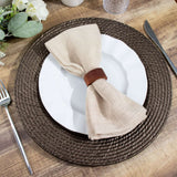 6 Pack | 13inch Natural Brown Rattan-Like Disposable Round Charger Plates