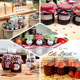 6inch Red / White Gingham Mason Jar Cloth Lid Covers, Checkered Jam Jar Covers with Jute String