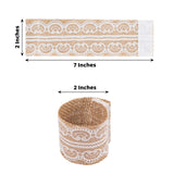 Rustic Boho Chic Burlap and Lace Napkin Rings, Farmhouse Style Jute Serviette Buckles Holder