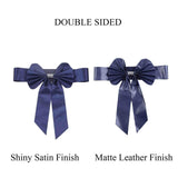 5 Pack | Navy Blue | Reversible Chair Sashes with Buckle | Double Sided Pre-tied Bow Tie Chair Bands | Satin & Faux Leather