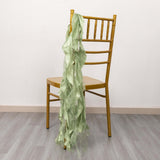 5 Pack Sage Green Curly Willow Chiffon Satin Chair Sashes