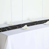 9ft Black With Gold Foil Geometric Pattern Table Runner