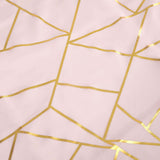 60"x102" Blush Rectangle Polyester Tablecloth With Gold Foil Geometric Pattern#whtbkgd