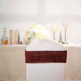 5 Pack | Burgundy Metallic Shimmer Tinsel Spandex Chair Sashes