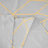 54inch x 54inch Silver Polyester Square Tablecloth With Gold Foil Geometric Pattern