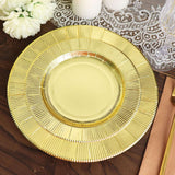 25 Pack | Metallic Gold Sunray 10inch Serving Dinner Paper Plates, Disposable Party Plates - 350 GSM