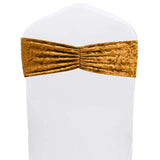  5 Pack Gold Premium Crushed Velvet Ruffle Chair Sash Bands, Decorative Wedding Chair Sashes#whtbkgd