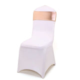 5 pack Metallic Spandex Chair Sashes With Attached Round Diamond Buckles - Rose Gold | Blush