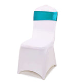 5 pack Metallic Peacock Teal Spandex Chair Sashes With Attached Round Diamond Buckles