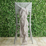 1 Set Silver Chiffon Hoods With Ruffles Willow Chiffon Chair Sashes